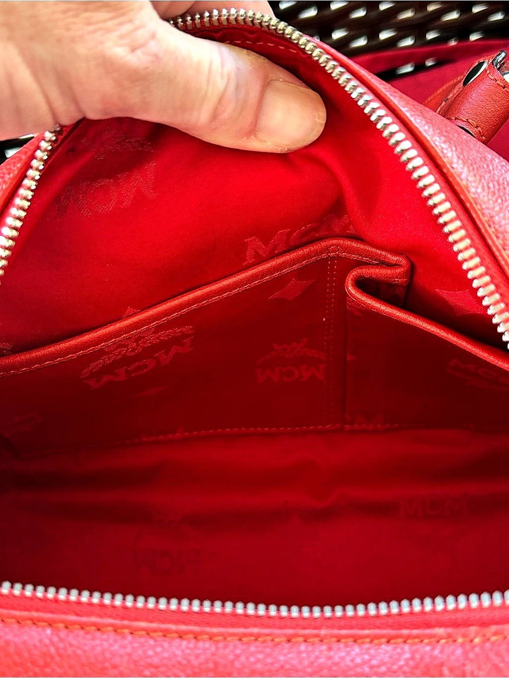 MCM Red Satchel with Matching Wallet - Picture 7 of 11